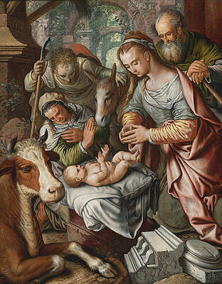 The Adoration of the Shepherds Print by Joachim Beuckelaer