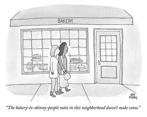 Wall Art - Drawing - The bakery to skinny people ratio by Amy Hwang
