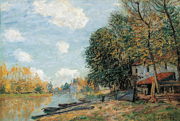 The Banks of the River Loing Print by Alfred Sisley