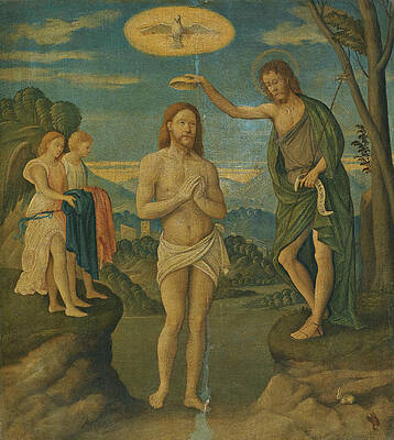 The Baptism of Christ Print by Girolamo da Santacroce