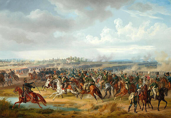 The Battle of Papa on 12 June 1809 Print by Albrecht Adam