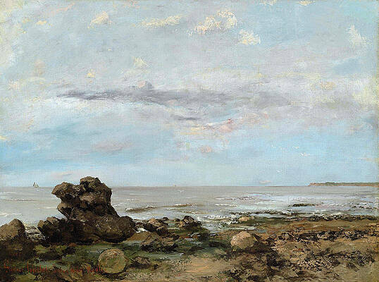 The Beach at Trouville Print by Gustave Courbet
