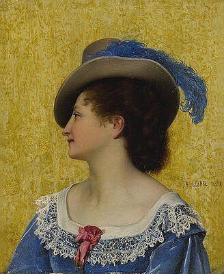 The Blue Feather Print by Adolphe-Alexandre Lesrel