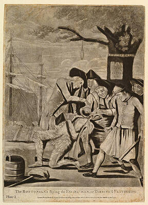 Wall Art - Drawing - The Bostonians Paying the Excise-Man or Tarring and Feathering by Attributed to Philip Dawe