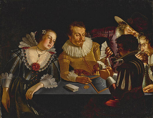 The Card Players Print by Attributed to Adam de Coster