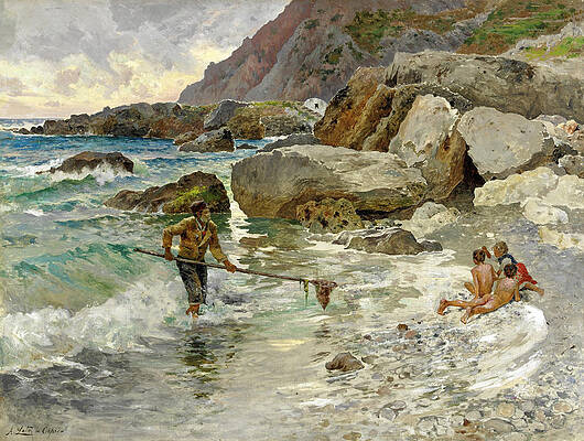 The Children Of The Sea. Capri Print by Antonino Leto