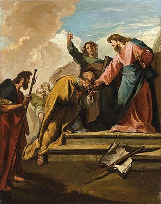 The Christ and Saint Peter Print by Giambattista Pittoni