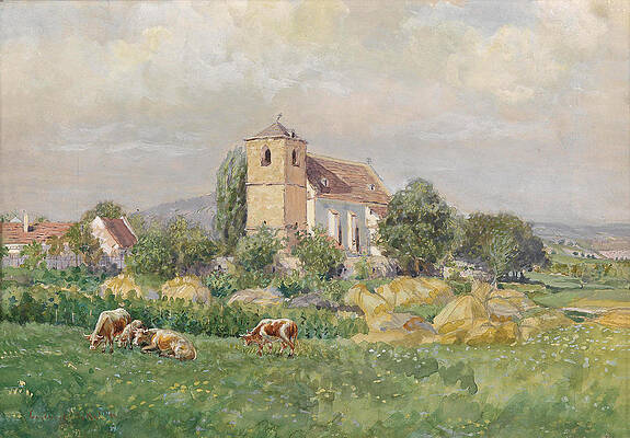 The Church in Staatz Print by Eugen Jettel