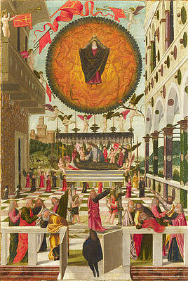 The Dormition and Assumption of the Virgin Print by Gerolamo da Vicenza