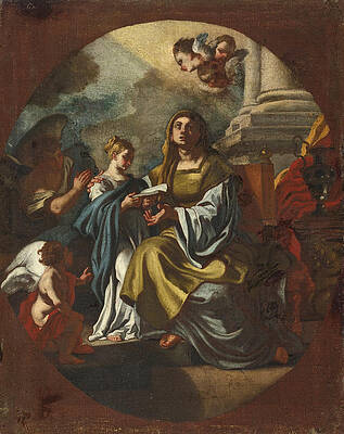 The Education of the Virgin Print by Studio of Francesco Solimena