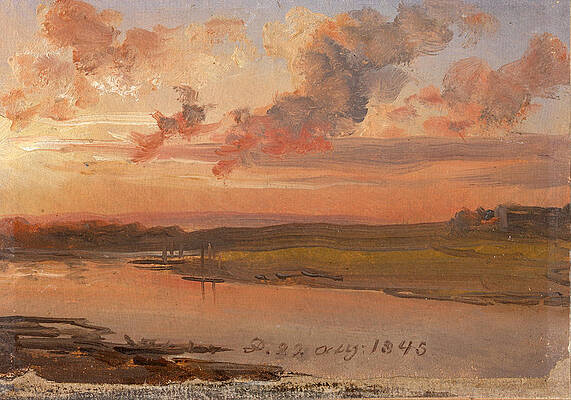 The Elbe in the Evening Print by Johan Christian Dahl