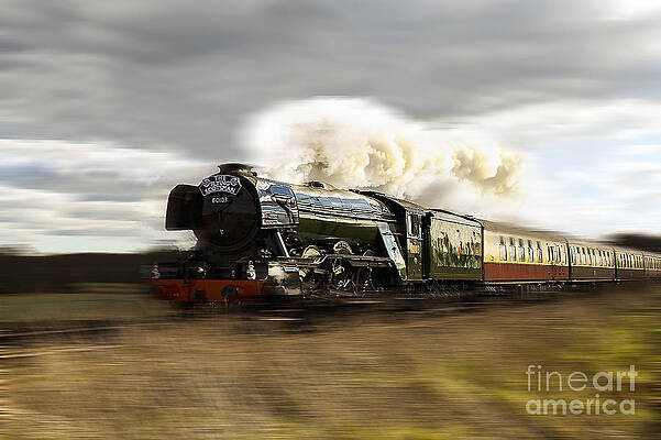Art Travel Flying Scotsman Steam Train Rail Engine UK Framed Print 12x16 Inch 