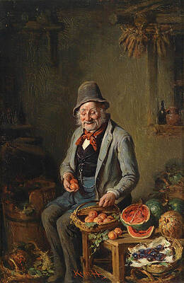 The fruit seller Print by Hermann Armin von Kern