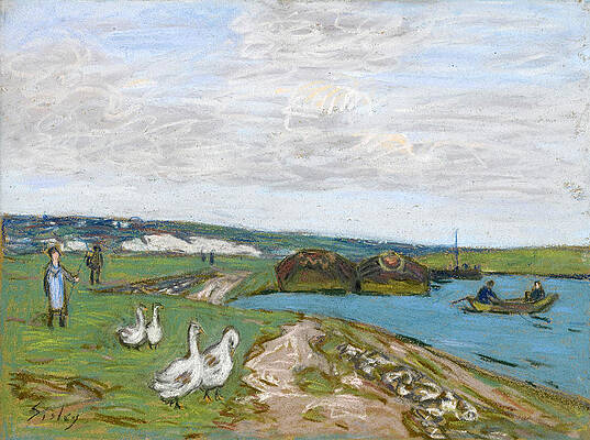 The Geese Print by Alfred Sisley