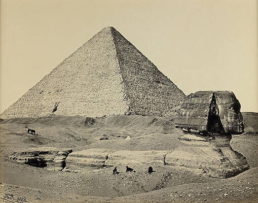 The Great Pyramid and the Great Sphinx. Egypt Print by Francis Frith