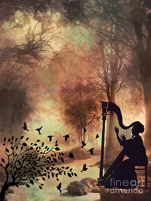  Digital Art - The Harpist in the Forest by Linda Ouellette