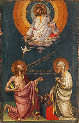 The Intercession of Christ and the Virgin Print by Attributed to Lorenzo Monaco