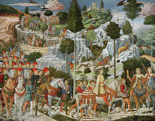 Wall Art - Painting - The Journey of the Magi to Bethlehem by Benozzo Gozzoli