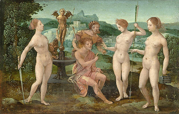 The Judgment of Paris Print by Attributed to the Master of the Female Half-Lengths