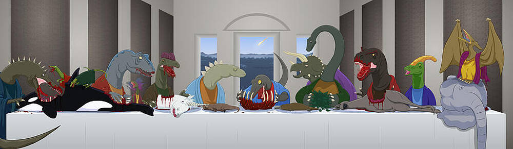 The Last Supper of Raptor Jesus Digital Art by Greasy Moose - Pixels