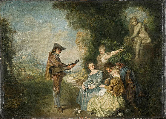 The Love Lesson Print by Antoine Watteau