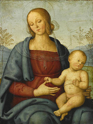 The Madonna and Child in a Landscape Print by Giannicola di Paolo
