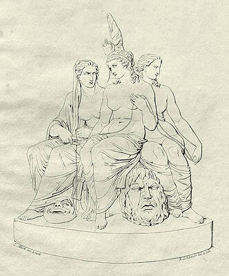 The Moirae. Clotho, Lachesis And Atropos Print by Ludwig Mack