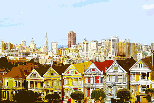 Wall Art - Digital Art - The Painted Ladies in San Francisco California by Anthony Murphy