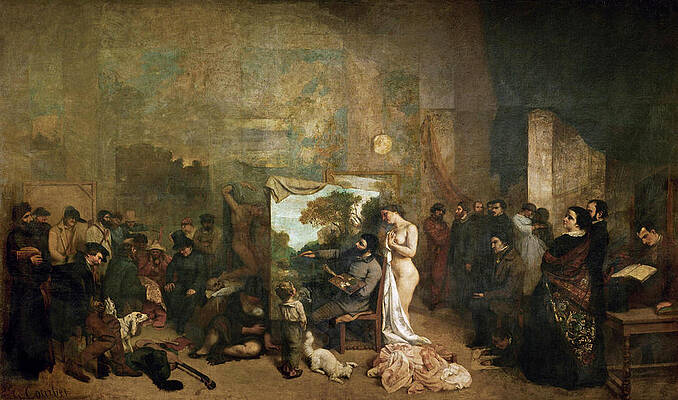 The Painter's Studio. A Real Allegory of a Seven Year Phase in my Artistic and Moral Life Print by Gustave Courbet