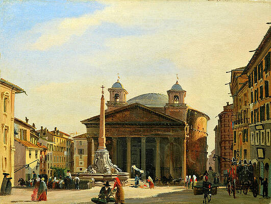 The Pantheon. Rome Print by Ippolito Caffi