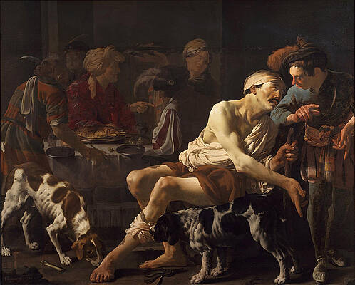 The Rich Man and the Poor Lazarus Print by Hendrick ter Brugghen