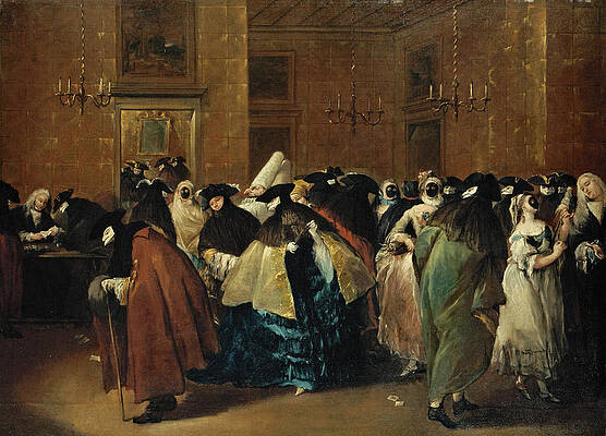 The Ridotto In Venice With Masked Figures Conversing Print by Francesco Guardi