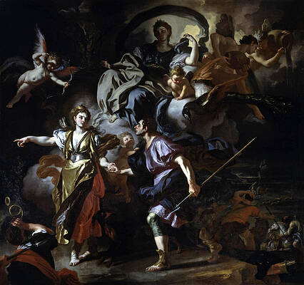 The Royal Hunt of Dido and Aeneas Print by Francesco Solimena