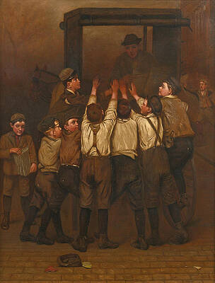 The Rush for Evening Papers Print by John George Brown