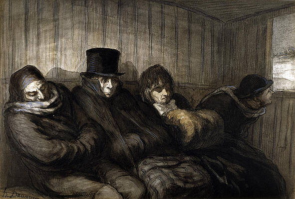 The Second Class Carriage Print by Honore Daumier