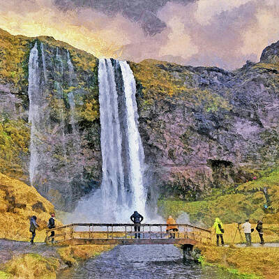 Wall Art - Digital Art - The Seljalandsfoss Waterfall in October by Digital Photographic Arts