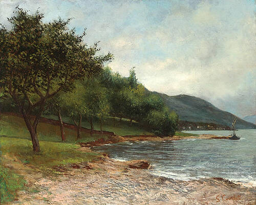 The Shore of Lake Geneva Print by Gustave Courbet