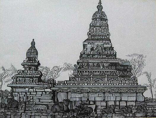 Image Strokes  Free Vectors  Places  Mahabalipuram Mamallapuram Temple  Vector Image  Tamil Nadu