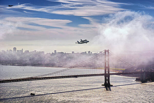Wall Art - Photograph - The Space Shuttle Endeavour over Golden Gate Bridge 2012 by David Yu