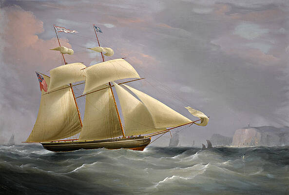 The Topsail Schooner Amy Stockdale off Dover Print by William John Huggins