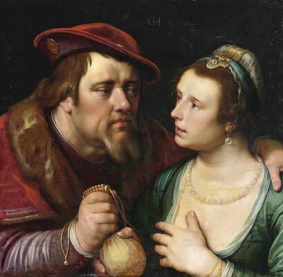 The unequal Lovers Print by Cornelis Cornelisz van Haarlem