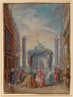 The Venetian Festivals Print by Gabriel de Saint-Aubin