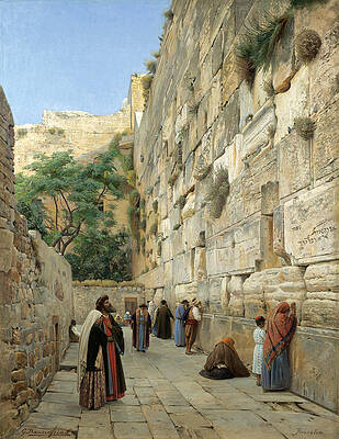 The Wailing Wall. Jerusalem Print by Gustav Bauernfeind