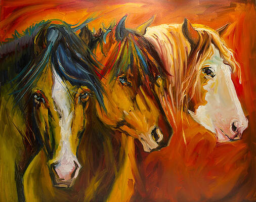 Wall Art - Painting - Three at the Fence Line by Diane Whitehead