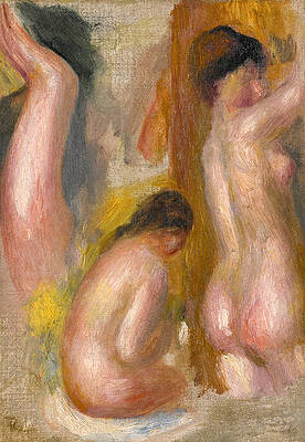 Three Bathers. Fragment Print by Pierre-Auguste Renoir