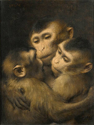 Three Monkeys Print by Gabriel von Max