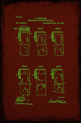 Vintage Toilet Paper Roll Holder Patent Blueprint Mixed Media by Design  Turnpike - Fine Art America