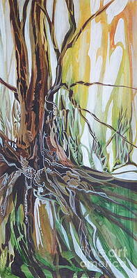 Wall Art - Painting - Tree and Root Design by Joan Clear