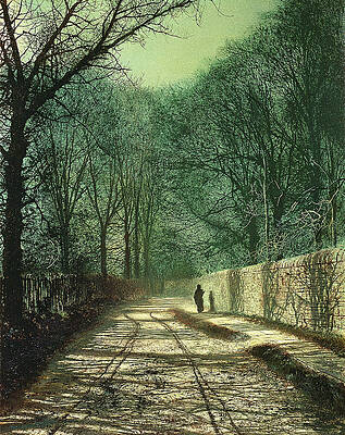 Tree Shadows on the Park Wall Roundhay Park Leeds Print by John Atkinson Grimshaw