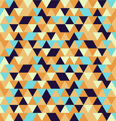 Wall Art - Mixed Media - Triangular Geometric Pattern - Warm Colors 06 by Studio Grafiikka